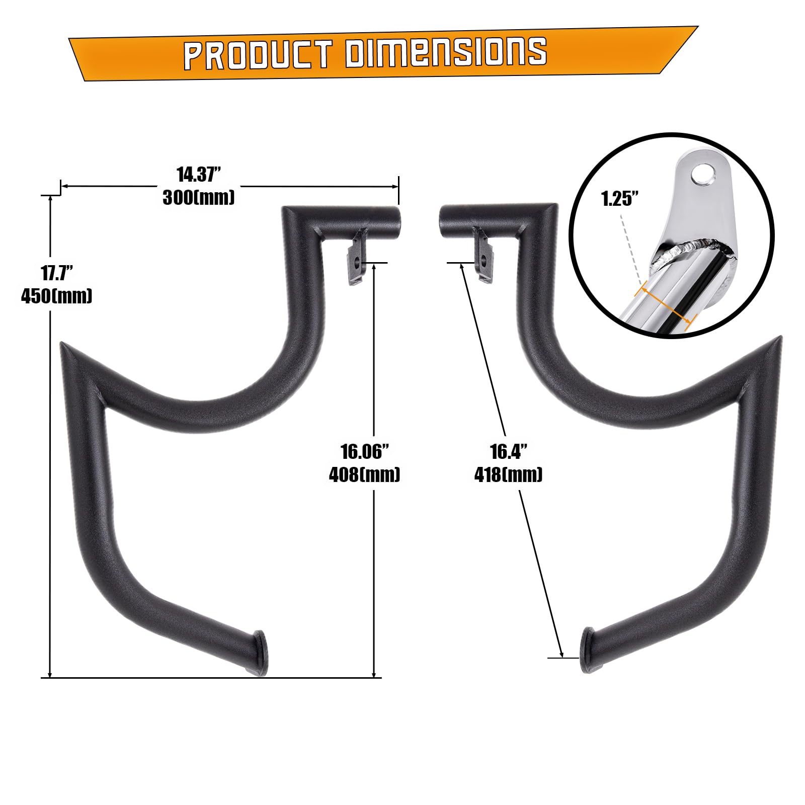 Kinglemc Protezione motore Highway Crash Bar per Kawasaki Vulcan 900 VN900 Classic Custom 2006-2019 (stile baffi, nero)
