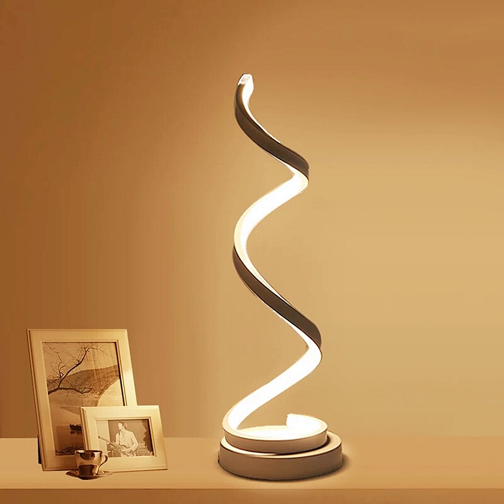 ELINKUME Regulable LED espiral lámpara de mesa - 12W blanco cálido proteccion ocular LED curvado lámpara de noche (NO3)