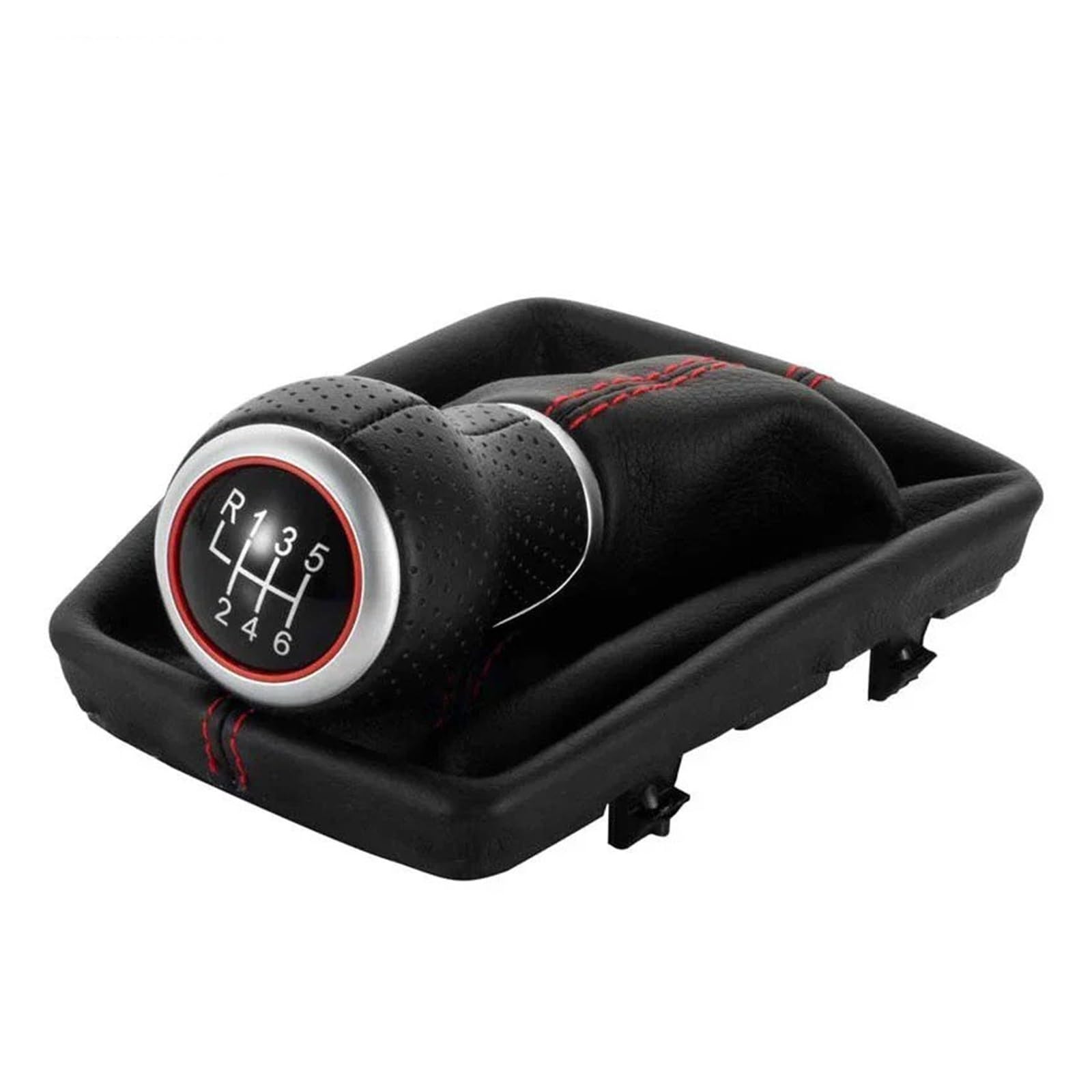 SAUANMNKTP Gearshift Knob for A4 B6 B7 2000-2008 5 6 Speed Car Gear Knob Shift Lever Stick Pen Gaiter Boot Cover(6 Speed Black Red)