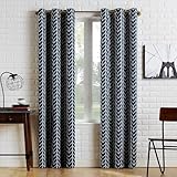 Sun Zero Kenwood Chevron Blackout Grommet Curtain Panel, 40' x 84', Navy Blue