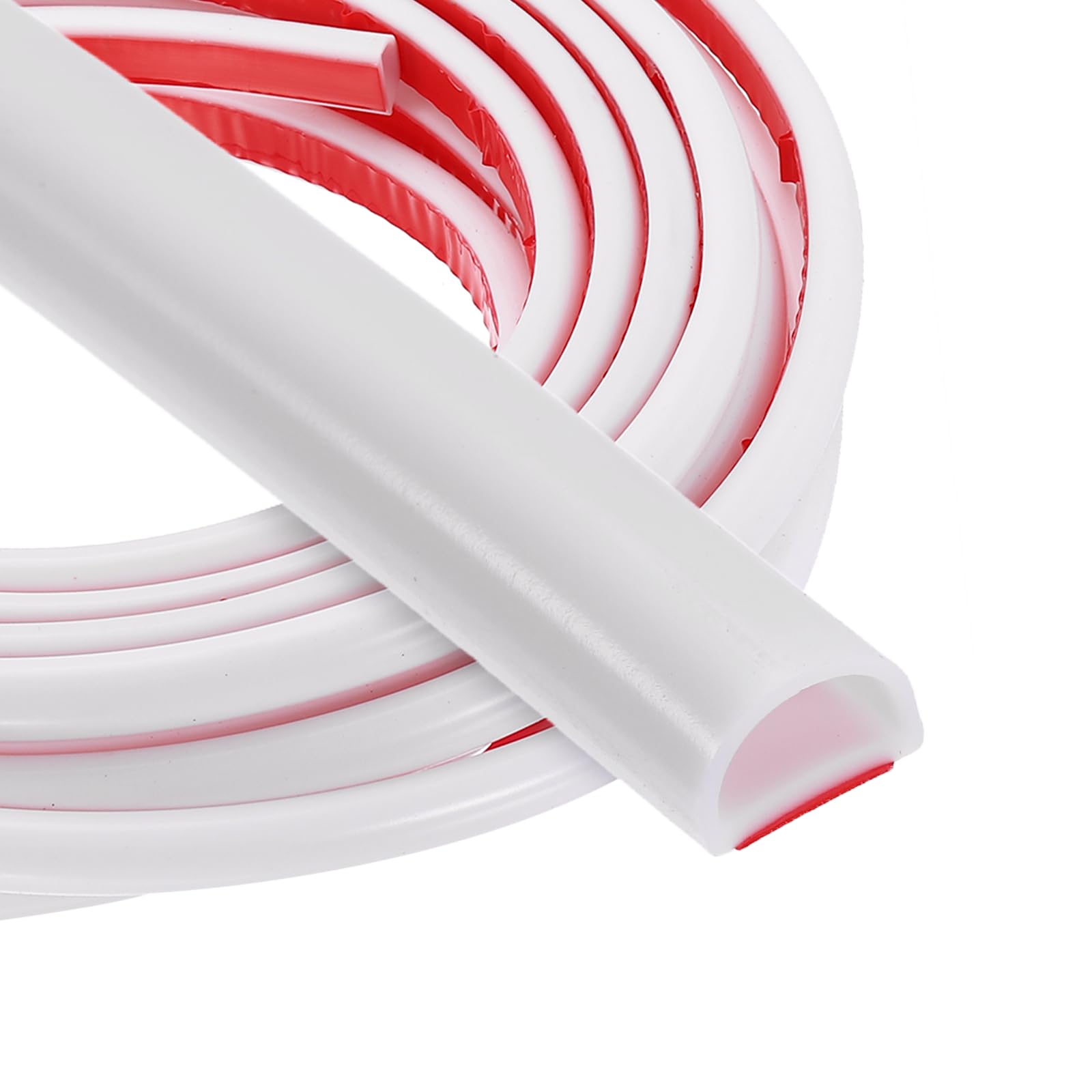 PATIKIL 5 Meters Silicone D Shape Weather Stripping, 2Pcs 9mm W x 6.8mm H Self Adhesive Backing Door Seal for Door Frame Window Insulation RVs Furniture Cabinets, White