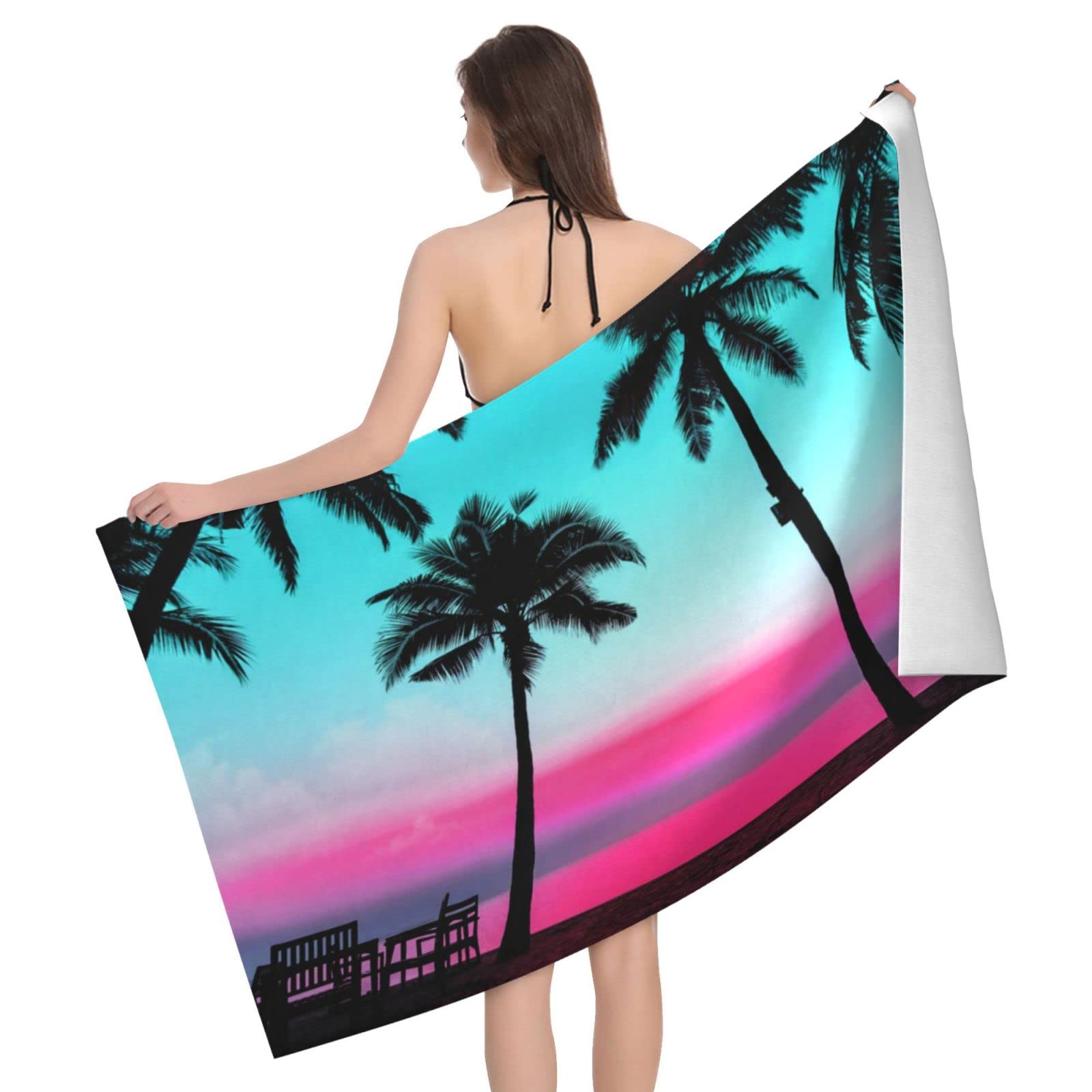 Lawenp Hawaiian Bath Towel Beach Towel Popular Durable Stylishffy Touch Highly Absorbent Quick Dry Polyester 32" X 52" Also As A Gift