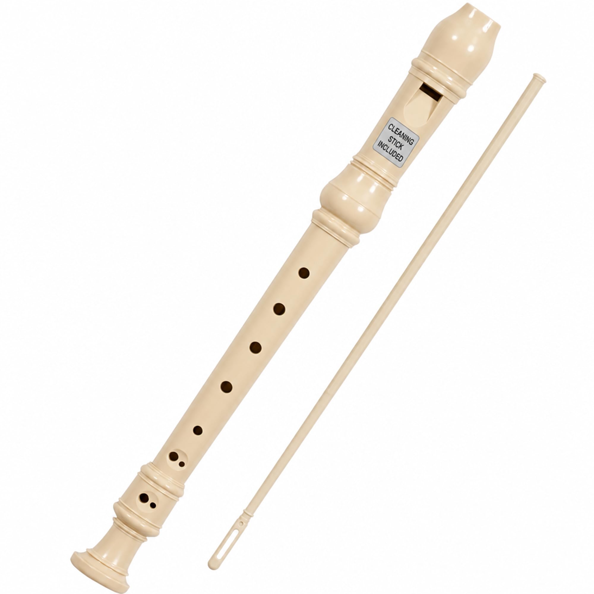 Merangue Flauta de pico soprano con palo de limpieza, beige natural