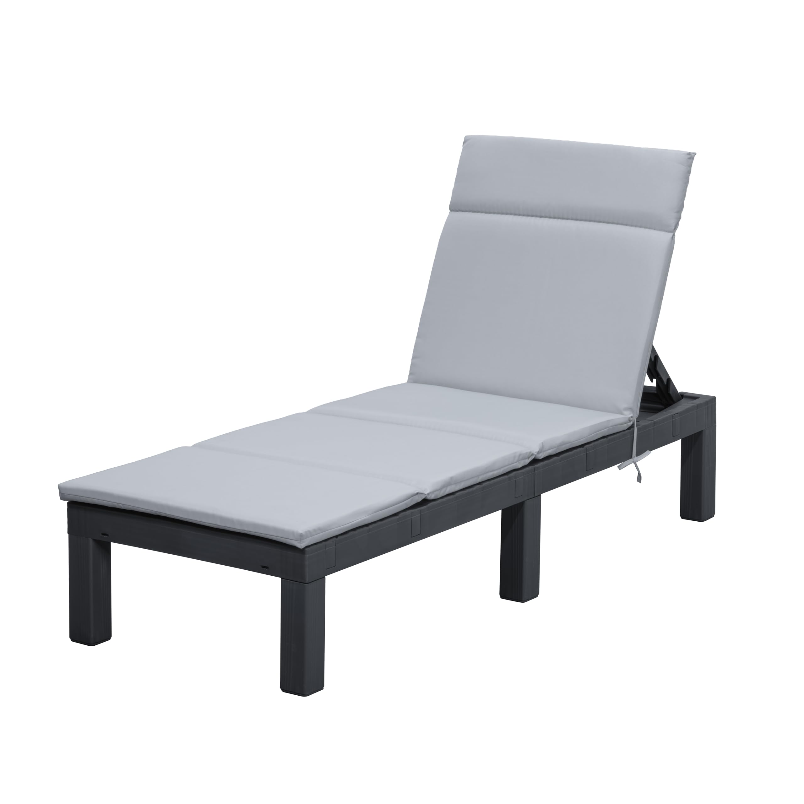 Koll Living Gartenliege Miami | Sonnenliege Kunststoff Anthrazit/Grau | 187 x 60 x 29 cm | belastbar bis 120 kg Liegestuhl wetterfest & pflegeleicht