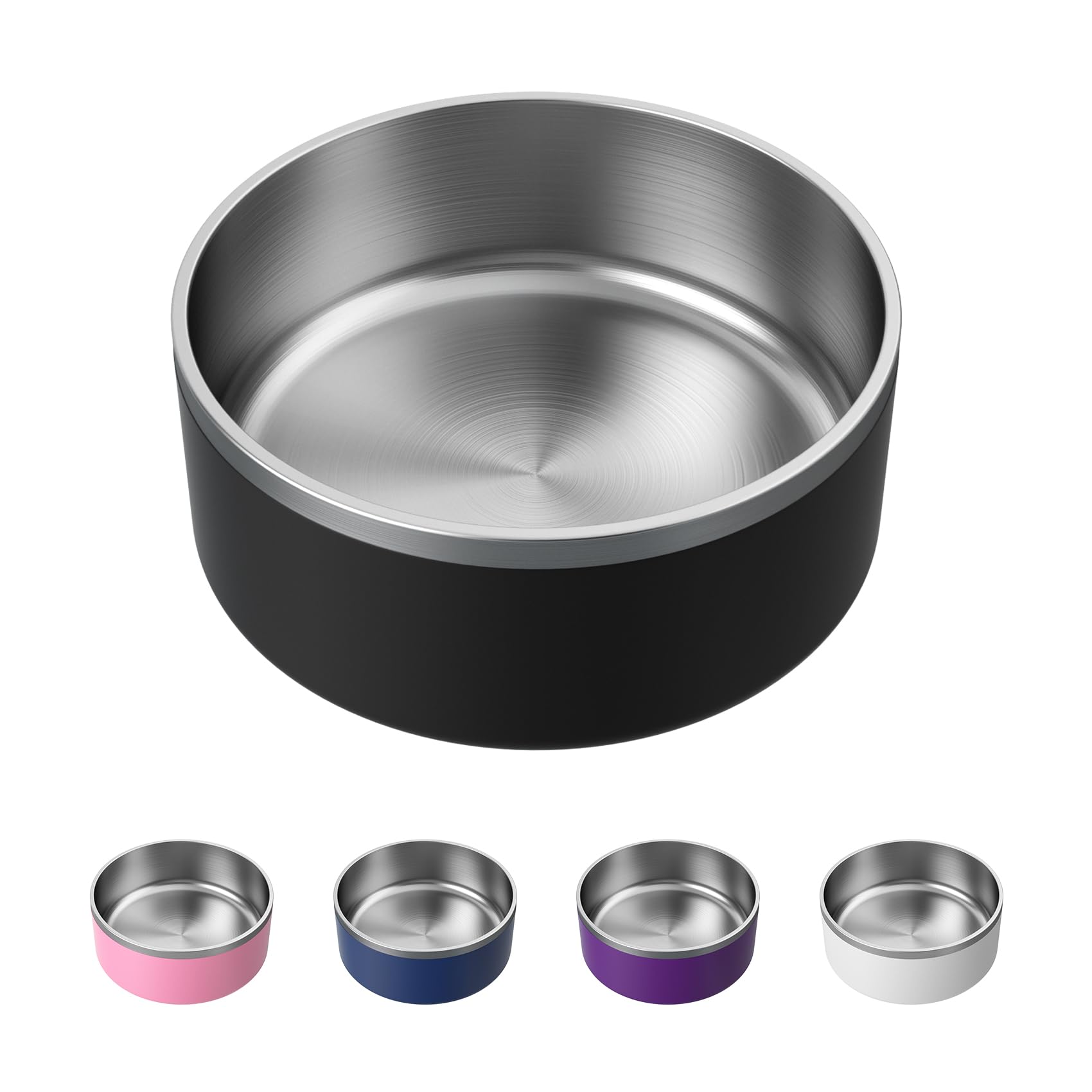 WENBOKMIN Dog Bowl, Stainless Steel Dog Food and Water Bowl with Non Slip Quiet Bottom, Easy to Clean, Dishwasher Safe, 40oz, Black