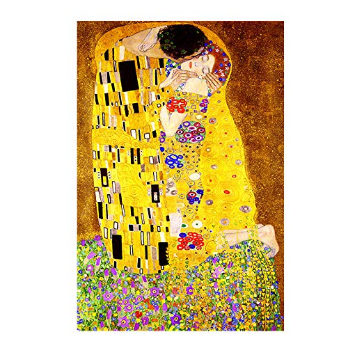 DXNB Artista de Oro Gustav Klimt Beso Pintura al óleo Abstracta sobre Lienzo Impresión de póster Arte Moderno Cuadros de Pared para Sala Cuadros 30X45cm Sin Marco