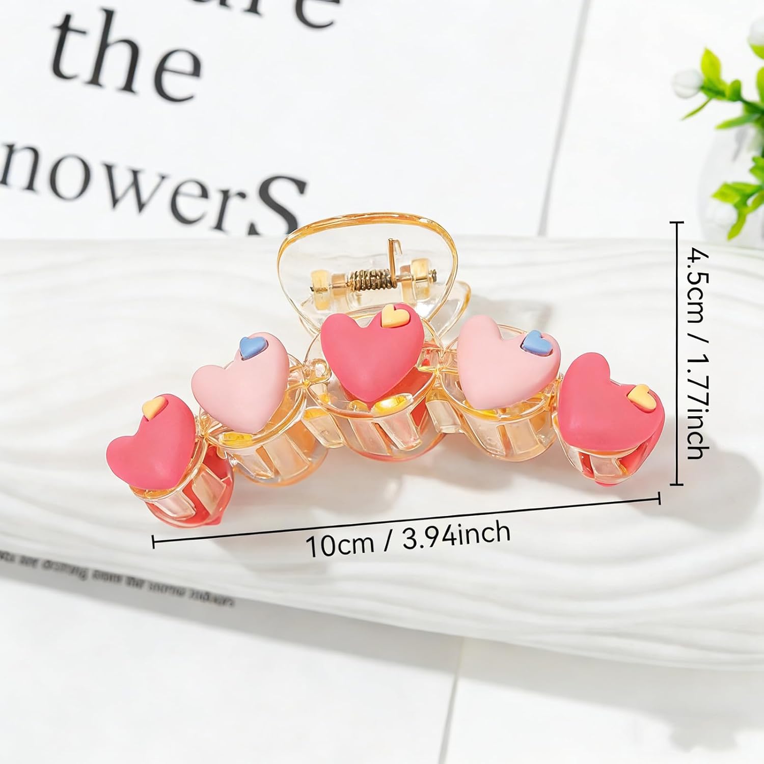 Valentines Hair Clips for Women Hearts Hair Claw Clips Non-slip Large Hair Barrettes Pink Blue Yellow Heart Jaw Clip Strong Hold Jaw Clip Romantic Cute Hair Accessories Valentine Gift Party Decoration - Image 7
