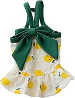 Vista 14 de Vestido para perro con manga abombada, amarillo limón, girasol, piña, a cuadros, ropa de verano para perros pequeños y niñas