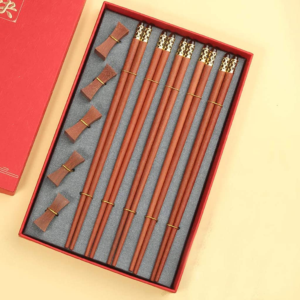 Baguettes, baguettes chinoises Chopsticks Wood Chopsticks Gift Set with Gift Box and Chopstick Rest Set5 Pairs Wooden Hand Carved Chopsticks ReusableDishwasher SafeJapanese Chopsticks for,B