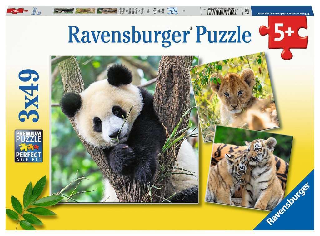 Ravensburger - Puzzle 3x49 pièces - Panda, Tigre et Lion