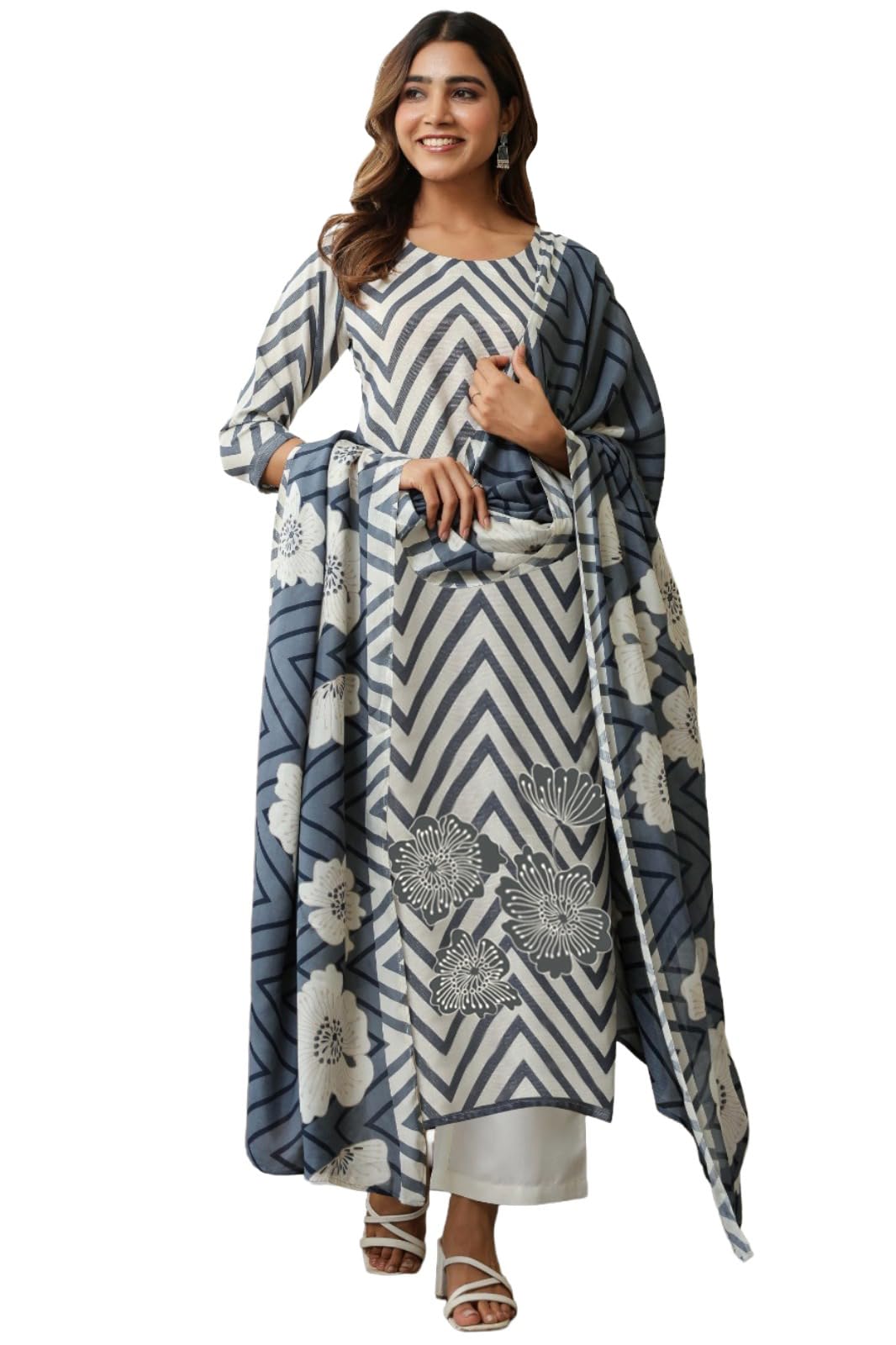 anni designer Women's Rayon Viscose Printed Straight Kurta with Pant & Dupatta-picture-24