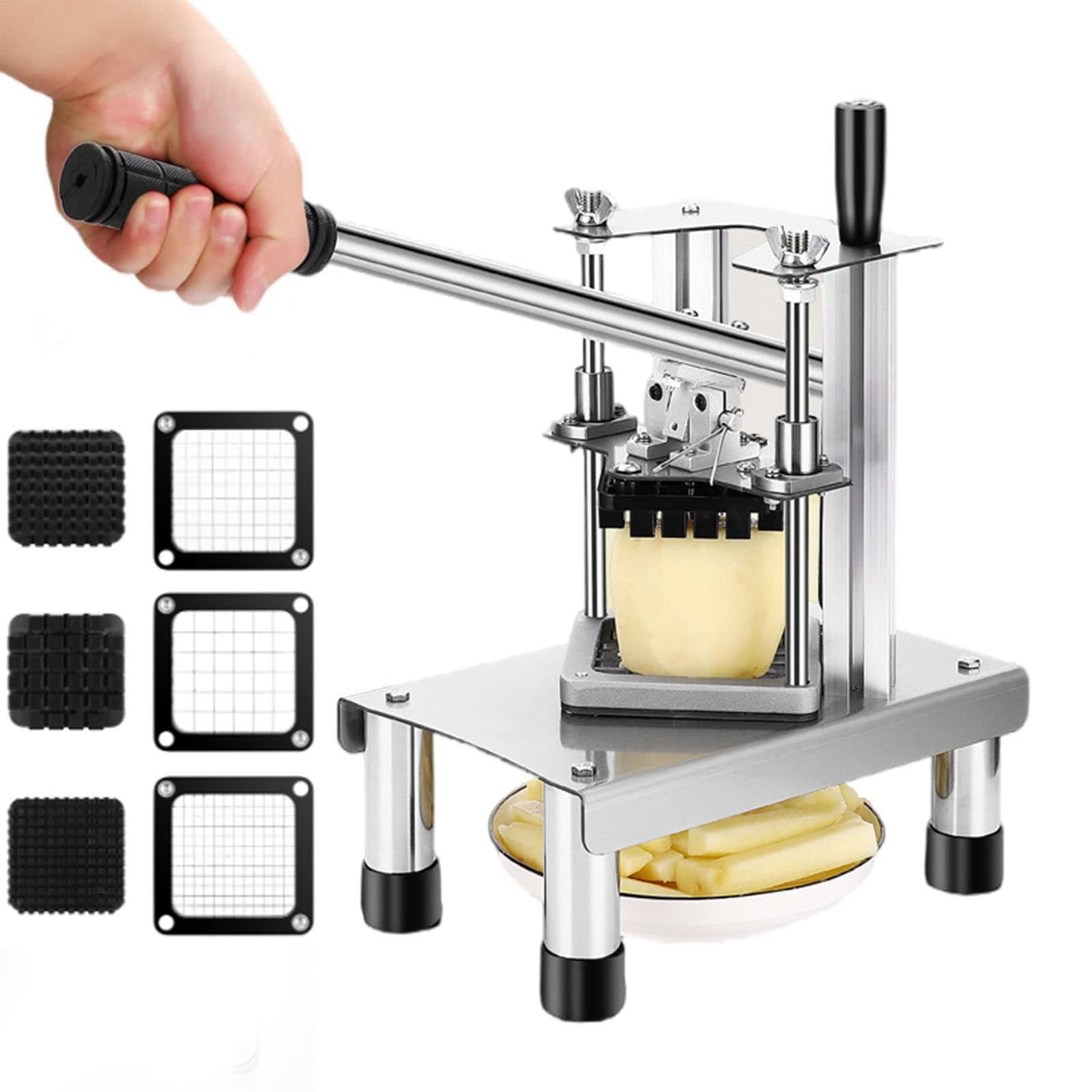 Generisch Gewerblicher Pommes-Schneider, 100 kg/h, leicht zu reinigen, Kartoffelschneider mit Edelstahlklinge, ideal für Kartoffeln, Karotten usw.