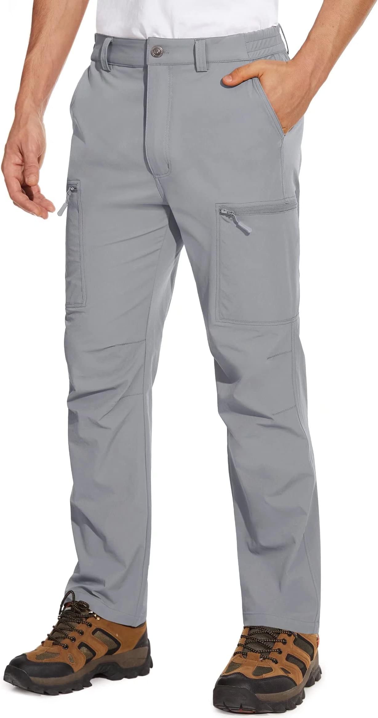 Men's Hiking Pants 6 Pockets,Water Resistant Ripstop Outdoor Pants,Lightweight Quick Dry Fishing Work Pants