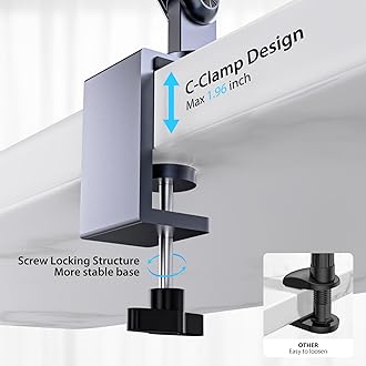 KU XIU Aluminum Alloy Tablet Stand for Desk, Adjustable Foldable Arm Holder Mount Compatible with iPad 10/9th, iPad 13/12.9/11'' Pro Air Mini, Portable Monitor 7-15.6'', Samsung Galaxy Tab S9/FE/A9/S6