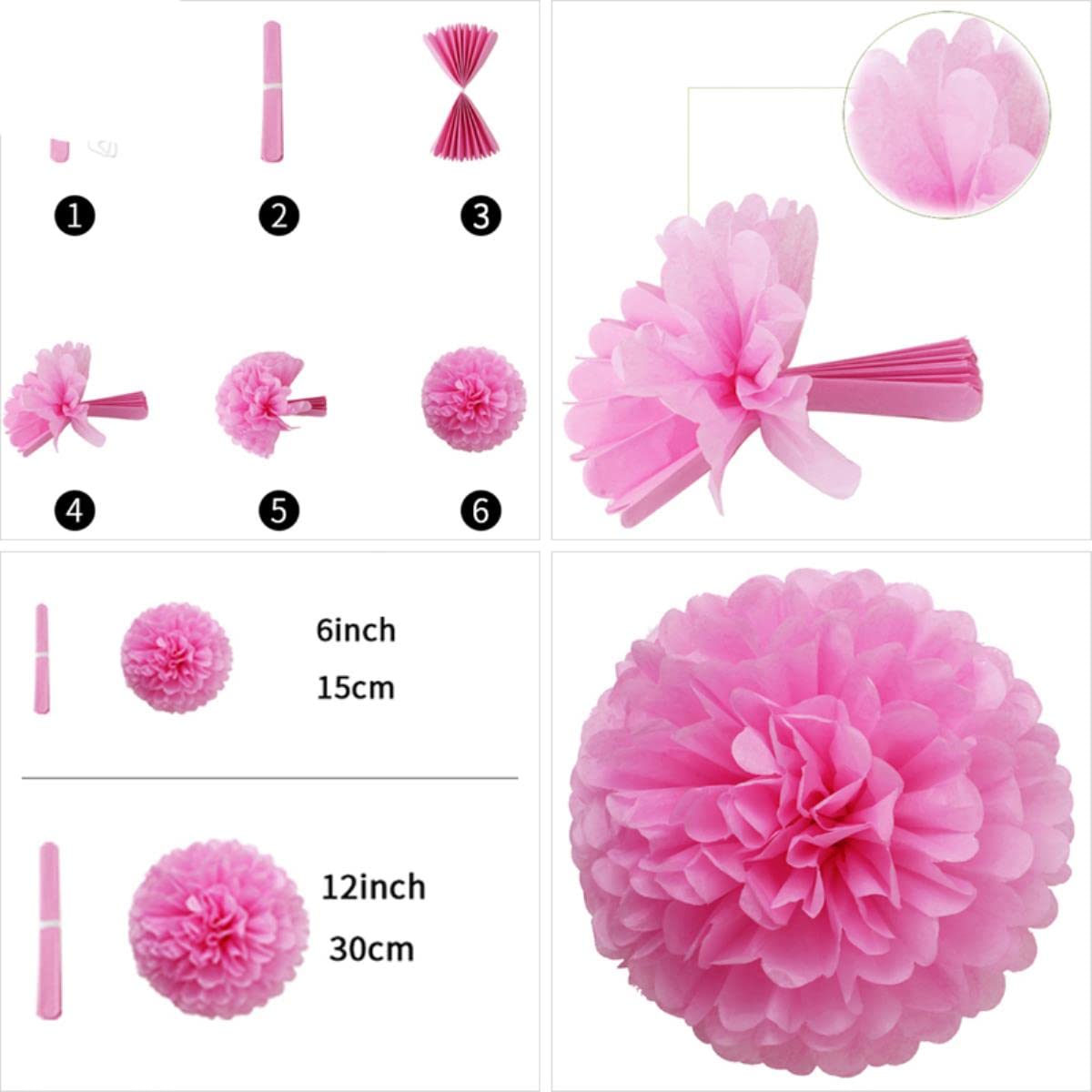 15 unids/lote linterna de papel colgante decorativa papel tisú abanico pompones flor nido de abeja bola fiesta de cumpleaños guardería decoraciones de bricolaje-C, 10 pulgadas (25 cm)