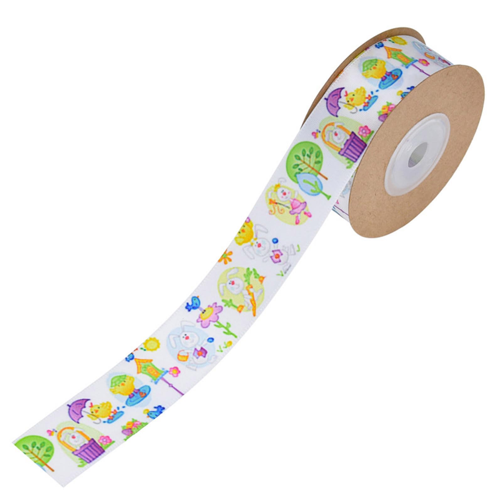 Elnwnnkc Colorful Fabric Ribbon for Wrapping Lovely Patterned Ribbon Decorative Easter for Crafting and Scrapbooking Colorful Easter Holiday