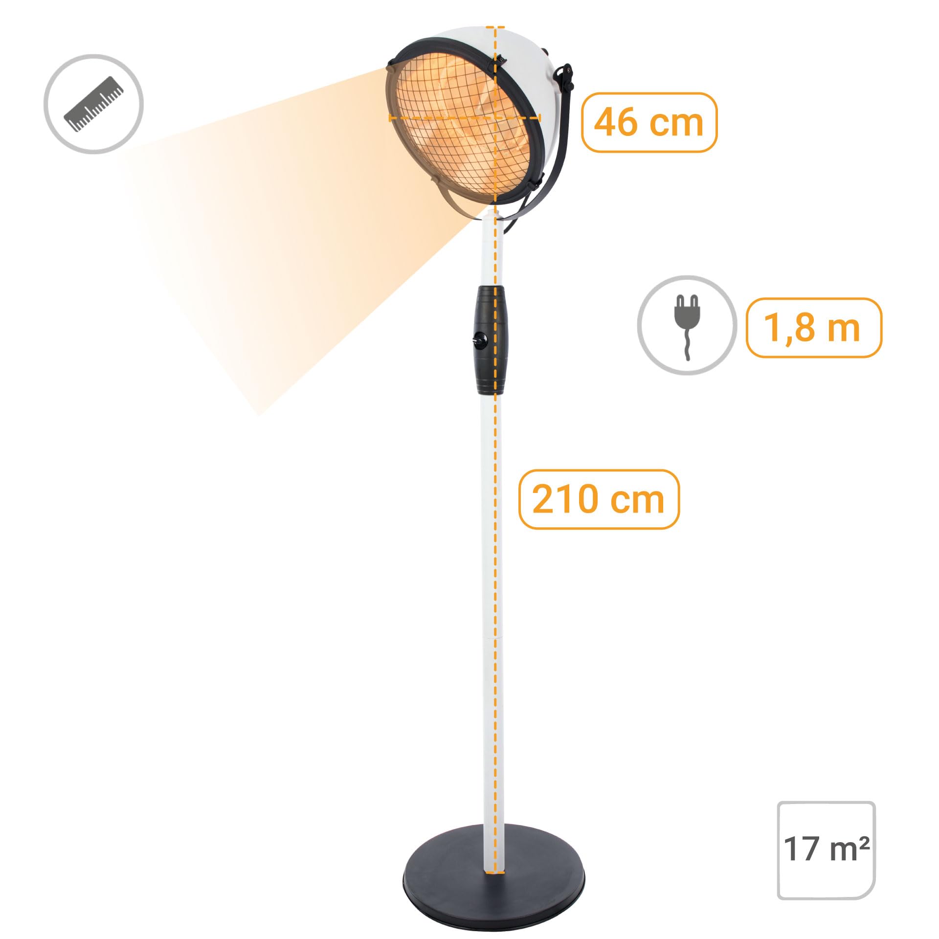 SUNRED Indus Bright stojący promiennik podczerwieni biały 2100 W biały