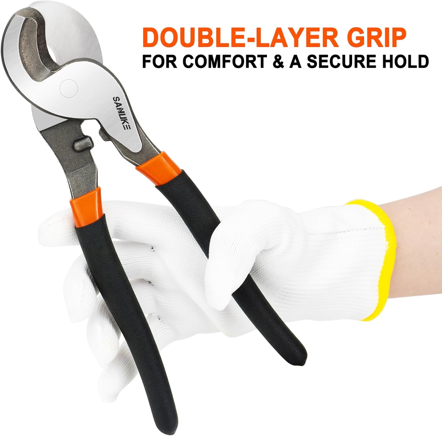 10 Inch Cable Cutters, Sanuke High Leverage Cable Cutter Heavy Duty Industrial Strength Electrical Wire Cutters for Cutting Aluminum Copper Communication Cables