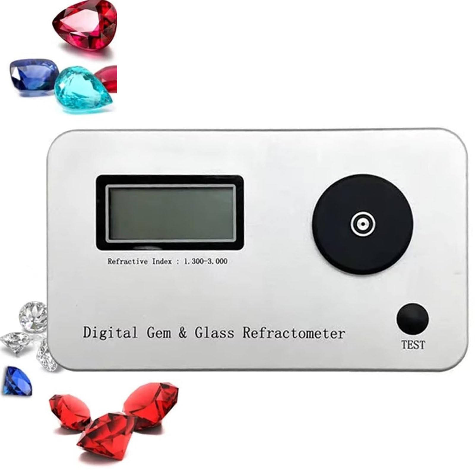 JJENXYYDS Jewelry Tester Identification Tools,Gemstone Refractometer,Refractive Index 1.300-3.000, Accuracy: 0.001,with LCD Screens,for Jewelry, Gold ? Silver and Diamond