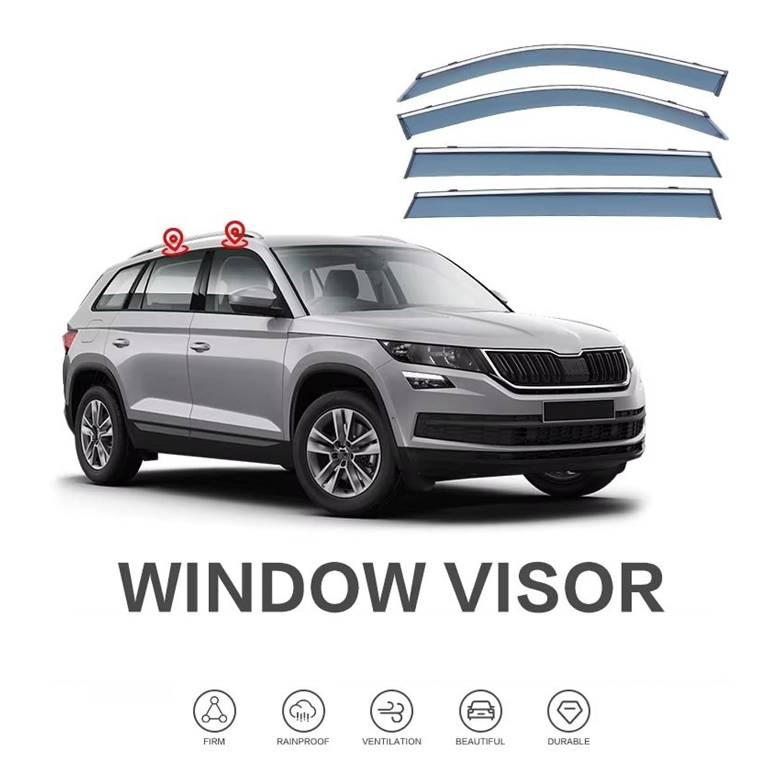 Kfz Outdoor Abdeckplane Für Skoda Für Kodiaq Fenster Visier Wetter Schild Seite Fenster Deflektor Auto Windschutzscheibe Wetter Schild Autoscheiben Sonnenschutz