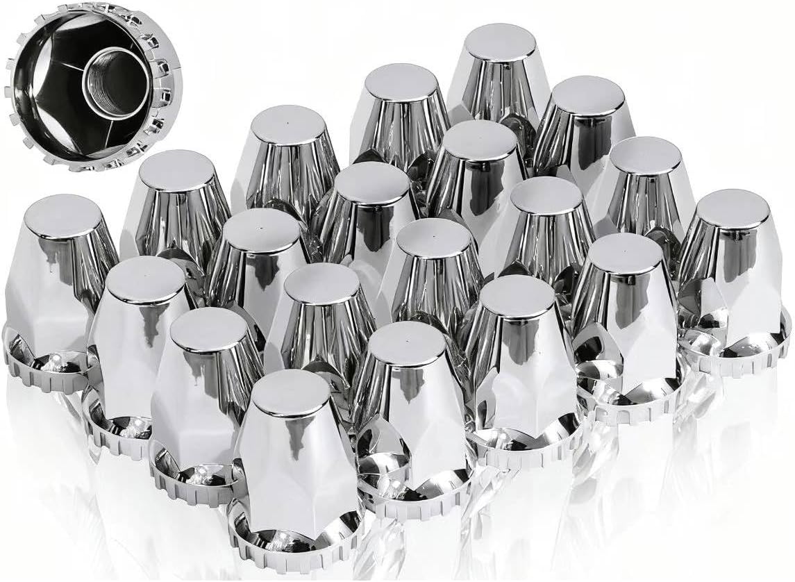 JESONN 33mm Chrome ABS Plastic Screw on Lug Nut Covers Lugs with Flange for Semi Trucks (60)