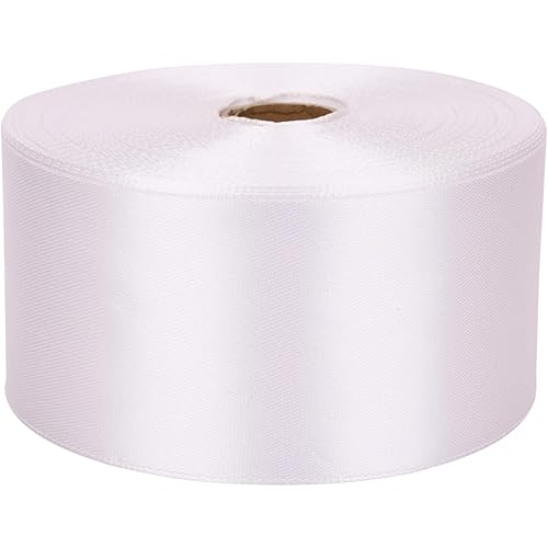 2 inch White Satin Ribbon 50 Yards Solid Fabric Ribbons Roll for Gift Wrapping, Satin Weddings,Flower Bouquet, Invitations,Sewing,Party Decorations, Holiday Decorating and More