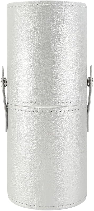 Estojo para pincéis de maquiagem Kososuru em couro sintético, Silver, com fechamento por botão