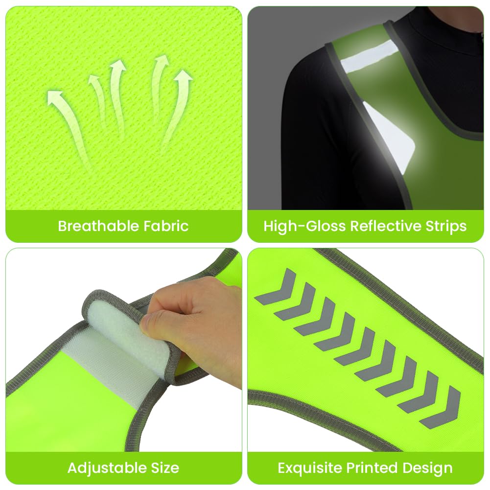 Chaleco de Seguridad Reflectante, Chaleco de Seguridad de Alta Visibilidad, Chaleco de Seguridad Amarillo que Refleja para Correr Montar en Bicicleta Caminar y Andar en Moto