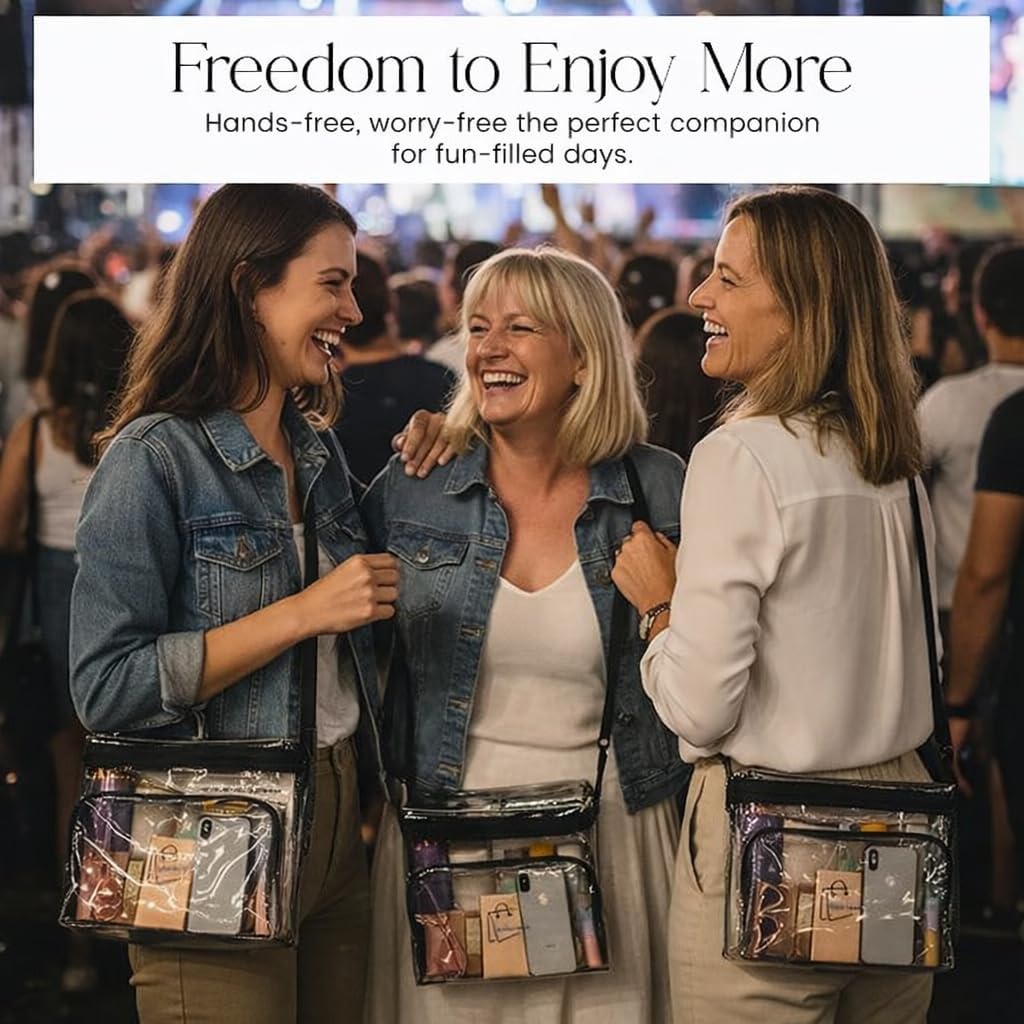 Clear Bag Stadium Approved – Transparent Crossbody Purse for Women, Clear Tote Bag with Adjustable Strap for Stadium Events