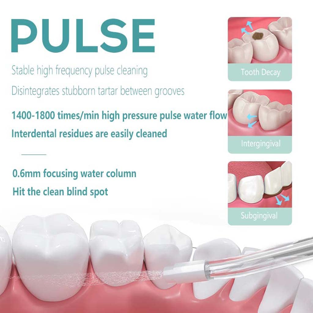TJH Water Flosser Limpiador de Dientes inalámbrico con Pantalla OLED, IPx7 Resistente al Agua 360 ° Rotatorio Inalámbrico Irrigador Oral Dental 360ml, Limpieza Profunda, 5 Modos 5 boquillas