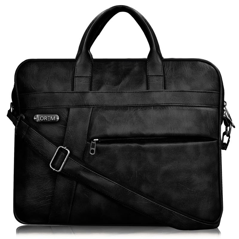 LOREM 10L Faux Leather Laptop Messenger Bag - Black Color for Men & Women (BG17-UF) (B0CSPR2XCM) Amazon Price History, Amazon Price Tracker