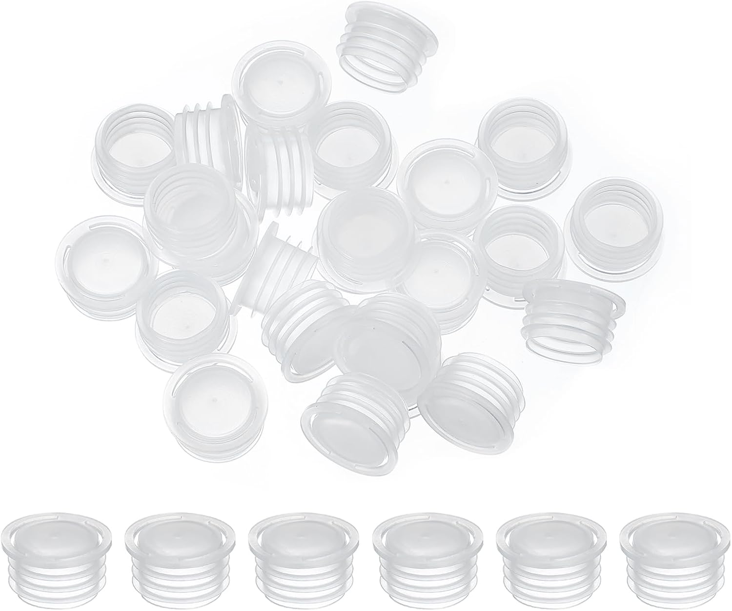 PATIKIL Salt and Pepper Shaker Stoppers 16mm/0.63", 50Pcs Plastic Salt Shaker Plug Replacement with Pull Ring Reusable Clear Round End Cap for Pots Bottles Pipes