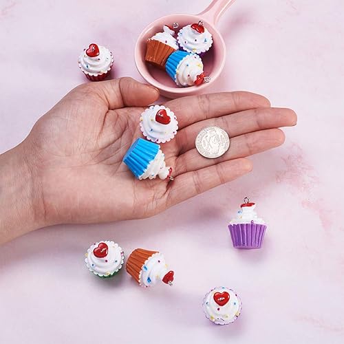 Miniatura 5 de 10 colgantes de resina para tartas de postre, cuentas colgantes con pasador de ojo de tornillo para llaveros, collares, suministros de joyería