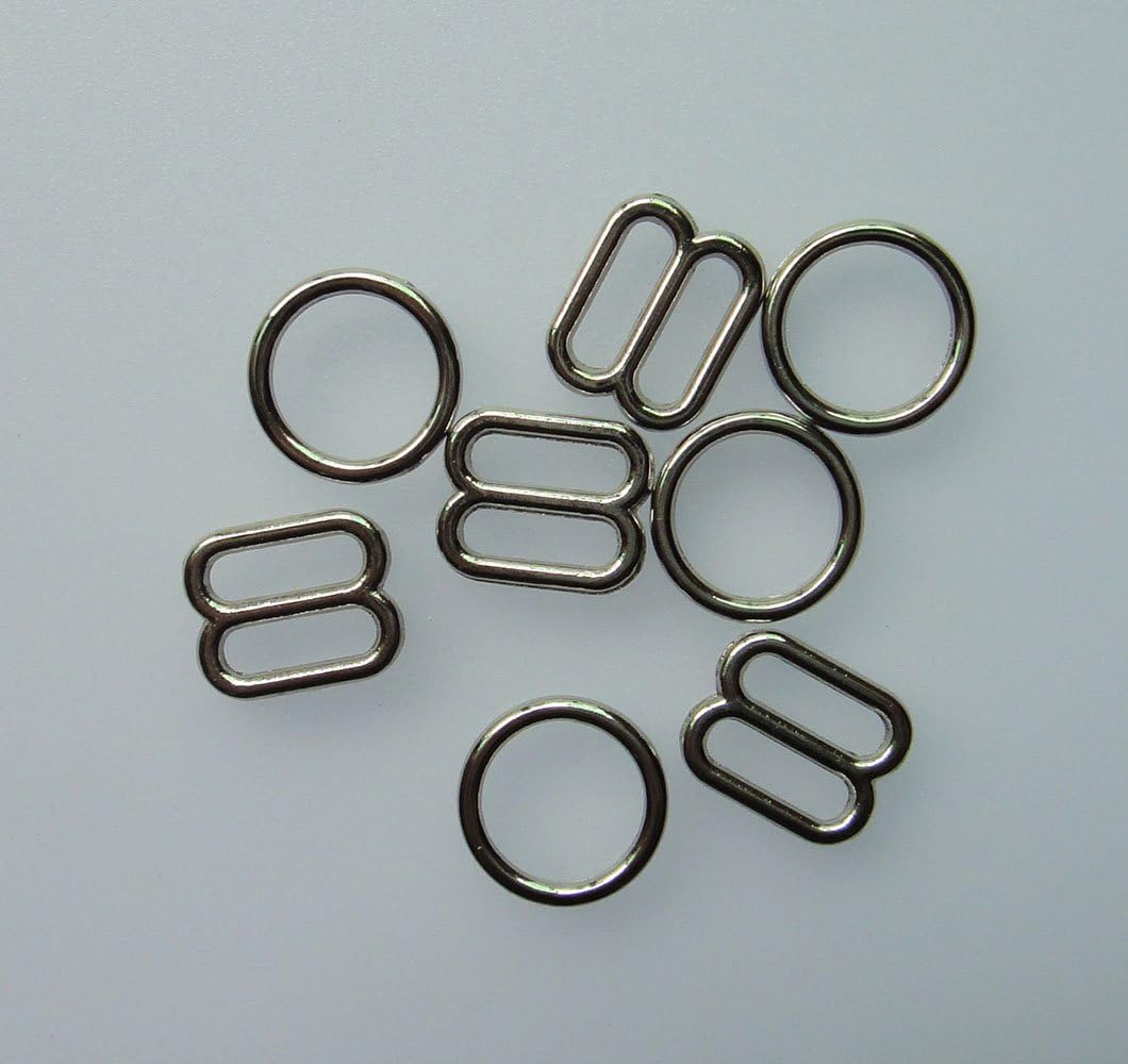 Lyracces Lots 100pcs Metal Rectangular Figure 8 Shape with 0 Shape Lingerie Adjustment Sliders Adjustors and Rings for Bra Strap Apparel Holder Findings (Silver Tone, 10mm 3/8 in)