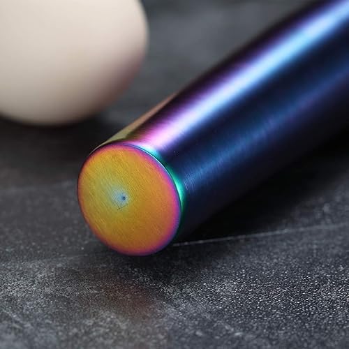 Miniatura 5 de Berglander Rodillo de arco iris, acero inoxidable de 16.7 pulgadas, acabado mate colorido con rodillo chapado en titanio arcoíris para hornear masa