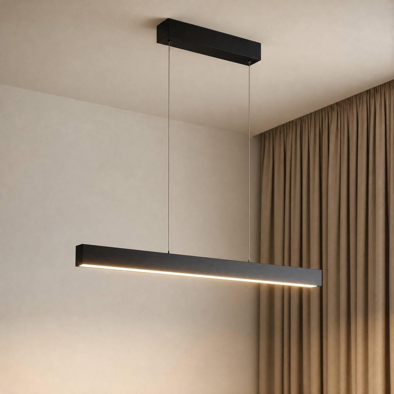 Lucande Lampa wisząca LED Smart Home Mylosh z lampką do czytania (nowoczesna) w kolorze czarnym z aluminium (1 żarówka) – lampa sufitowa do jadalni, inteligentna lampa wisząca, inteligentna lampa