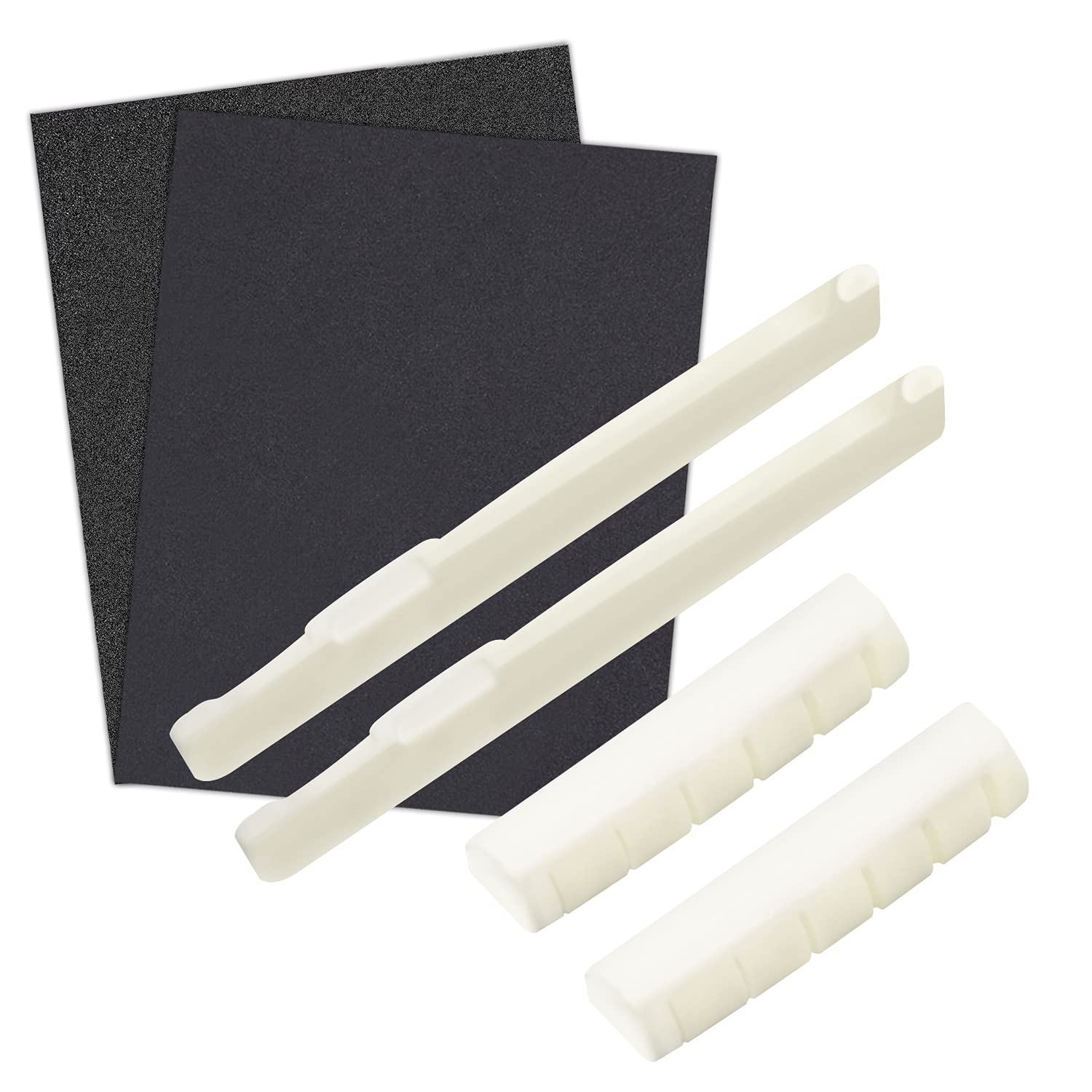 Ensemble de Sillets de Tête et Chevalet en os Véritable est Compatible pour Guitare Acoustique 72/43 mm, Pack de 2
