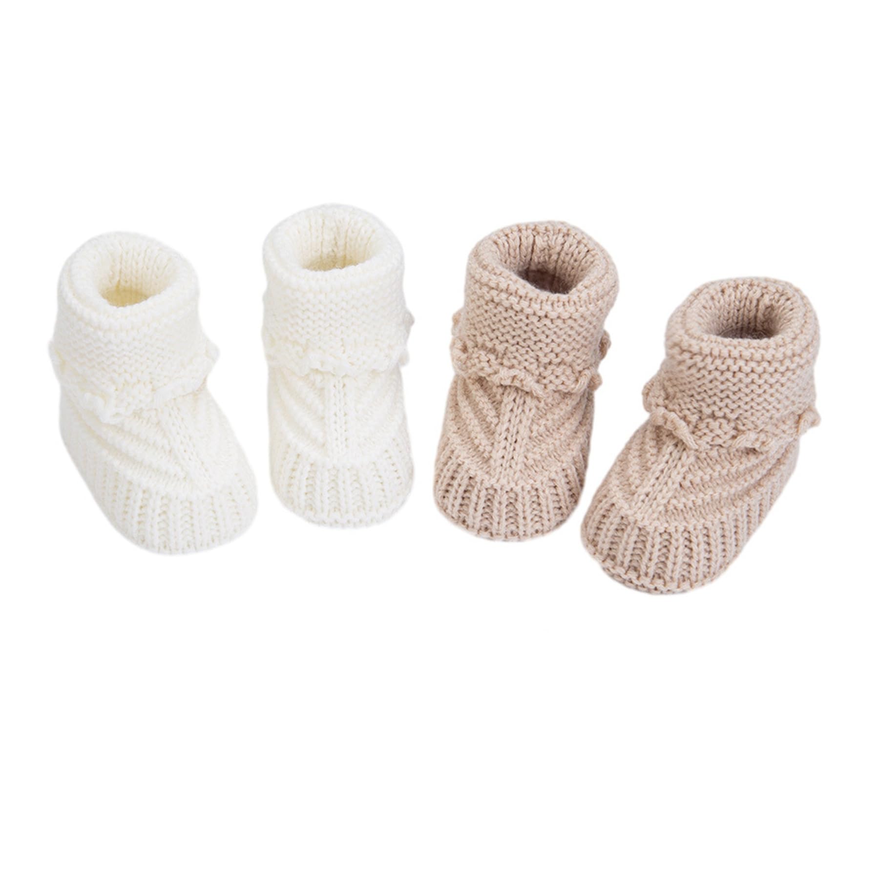 Baby Booties, Newborn Walking Shoes, Infant Hand Crochet Knit Cotton Sock Booties, Soft Cozy Socks Slippers, Indoor House Shoes for Baby, 2 Pairs (Style1, US Footwear Size System, Infant, Age Range, Medium, 0 Months, 12 Months)