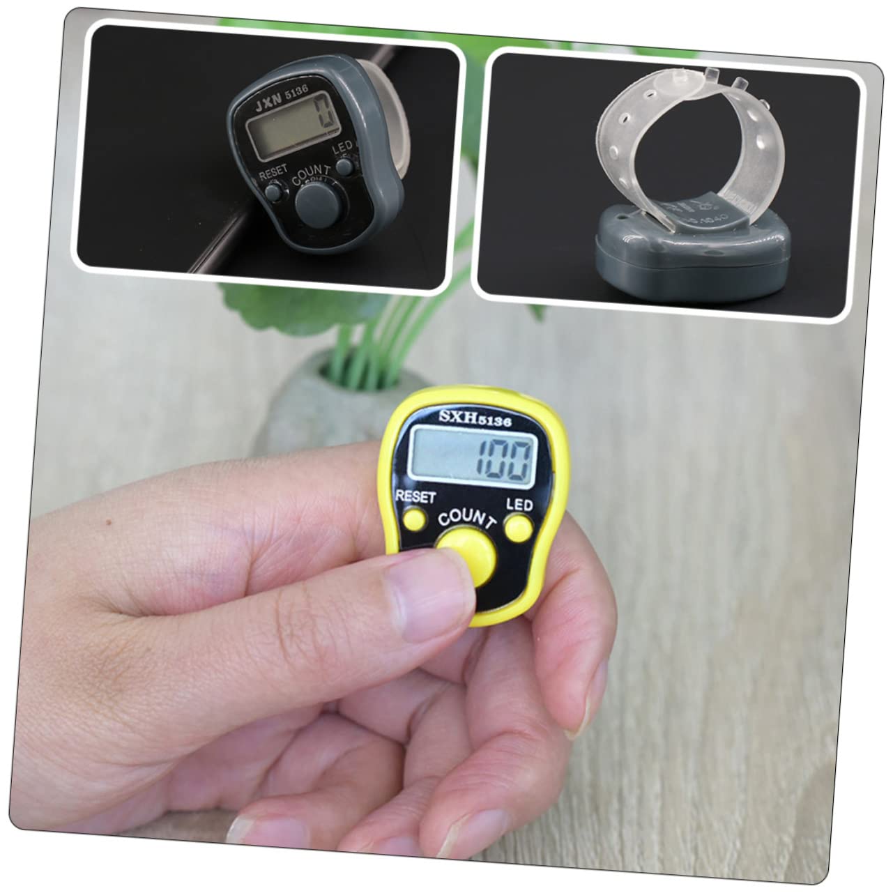 Sosoport 2pcs Finger Counters Ring Finger Clickers Electronics Digital Display Hand Counter Clickers Rep Counter For Exercise Pitch Golf Stroke (Random Color)