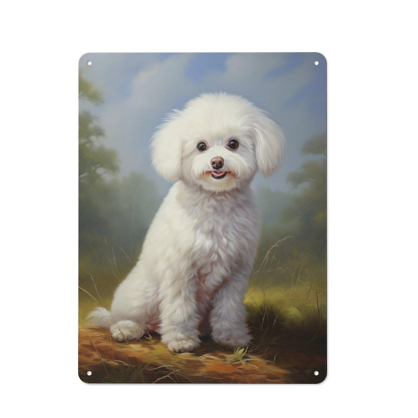 Junmoney Bichon Frisé Metal Plaque 40X30cm With For Garage Wall, Rustic Decor, For Winter Interiors And Metal Sign Collectors