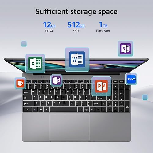 Miniatura 4 de ApoloSign Computadora portátil totalmente nueva, portátiles Windows 11 de 15.6 pulgadas con 12 GB de RAM 512 GB SSD, procesador Celeron N5095 de