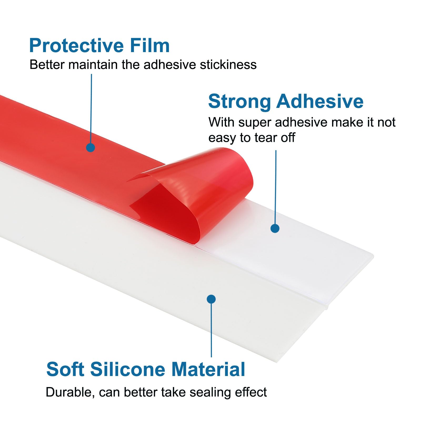 PATIKIL Silicone Weather Stripping, 33 ft x 1-3/8" Width, White, Door Draft Stopper, Windproof, Dust-proof, Soundproofing - Image 4