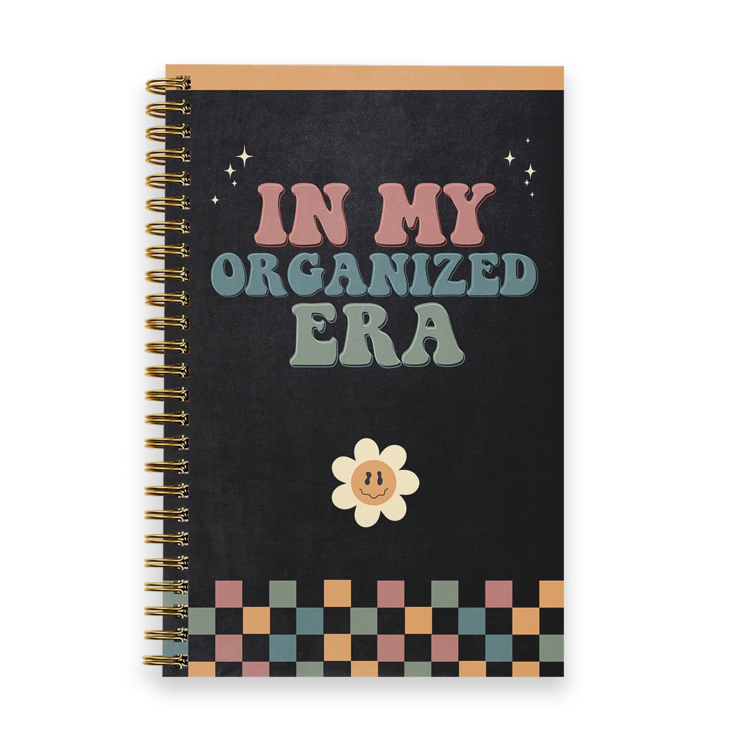 In My Organized Era Planner / 5.5" x 8.5" Rainbow Checkered Spiral Notebook / 120 Daily Planner Pages/Durable Twin Loop Gloss Laminated Cover/Gold Wire-o Spiral/Made in the USA