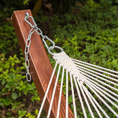 Image of Lazy Daze Hammocks 12FT Double Rope Hammocks, 2 Person Hand Woven Cotton Hammock with Pillow and Spreader Bar for Outside, Patio, Poolside, FIT 13-15 Ft Stand, Max 450 Lbs, Natural, 141 x 57 inches
