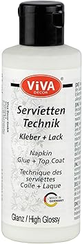 Viva Decor Decoupage Glue Napkin, high Glossy, 2,77oz Decopage Glue and Sealer - Decopodge Glue - decoupage Glue Dishwasher Safe - Made in Germany