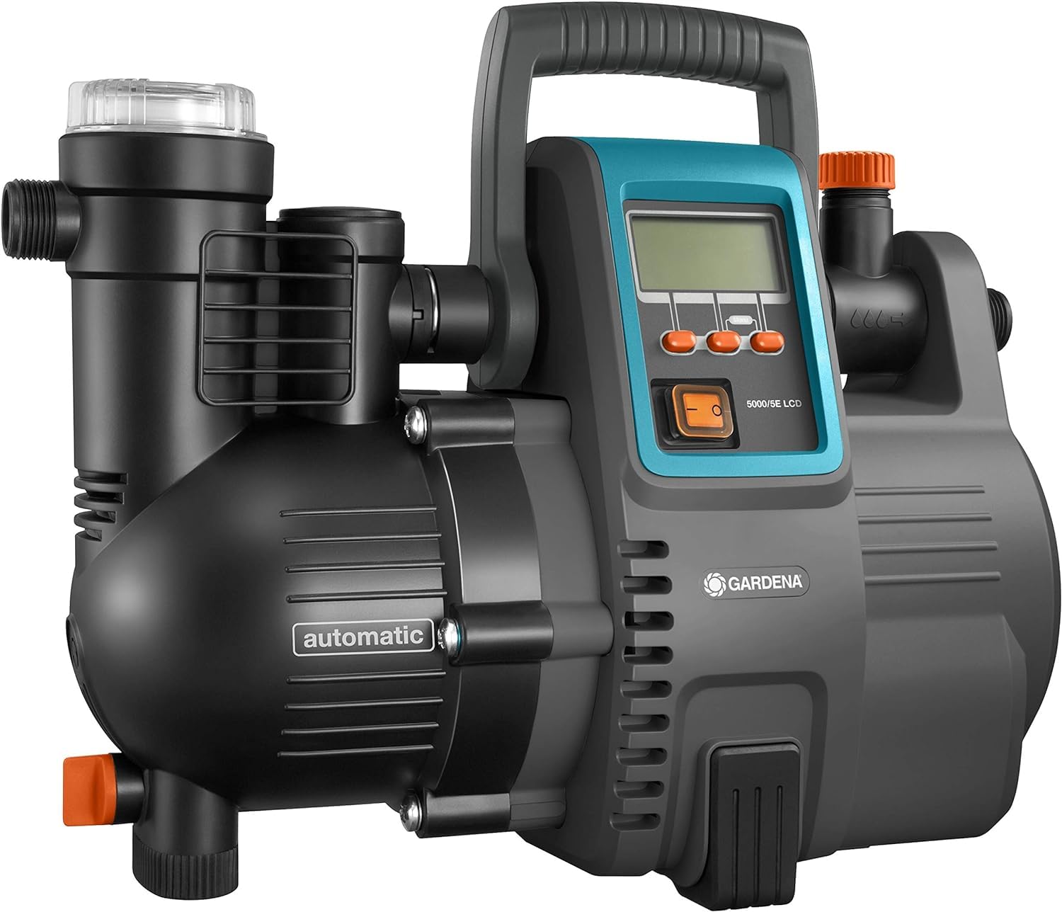Gardena Station de Pompage 5000/5E Lcd Comfort : Pompe Domestique & Adaptateur pour Tuyau d'Aspiration 25 mm de Gardena (1") : Adaptateur de Pompe avec Collier de Serrage pour une Connexion Étanche