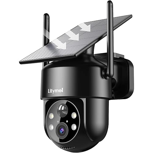 2K 360° View Solar Security Cameras Wireless Outdoor, 2.4g WiFi Cameras for Home Security, Color Night Vision, AI Detection, 2-Way Audio,Siren Alarm, with SD/Cloud Storage