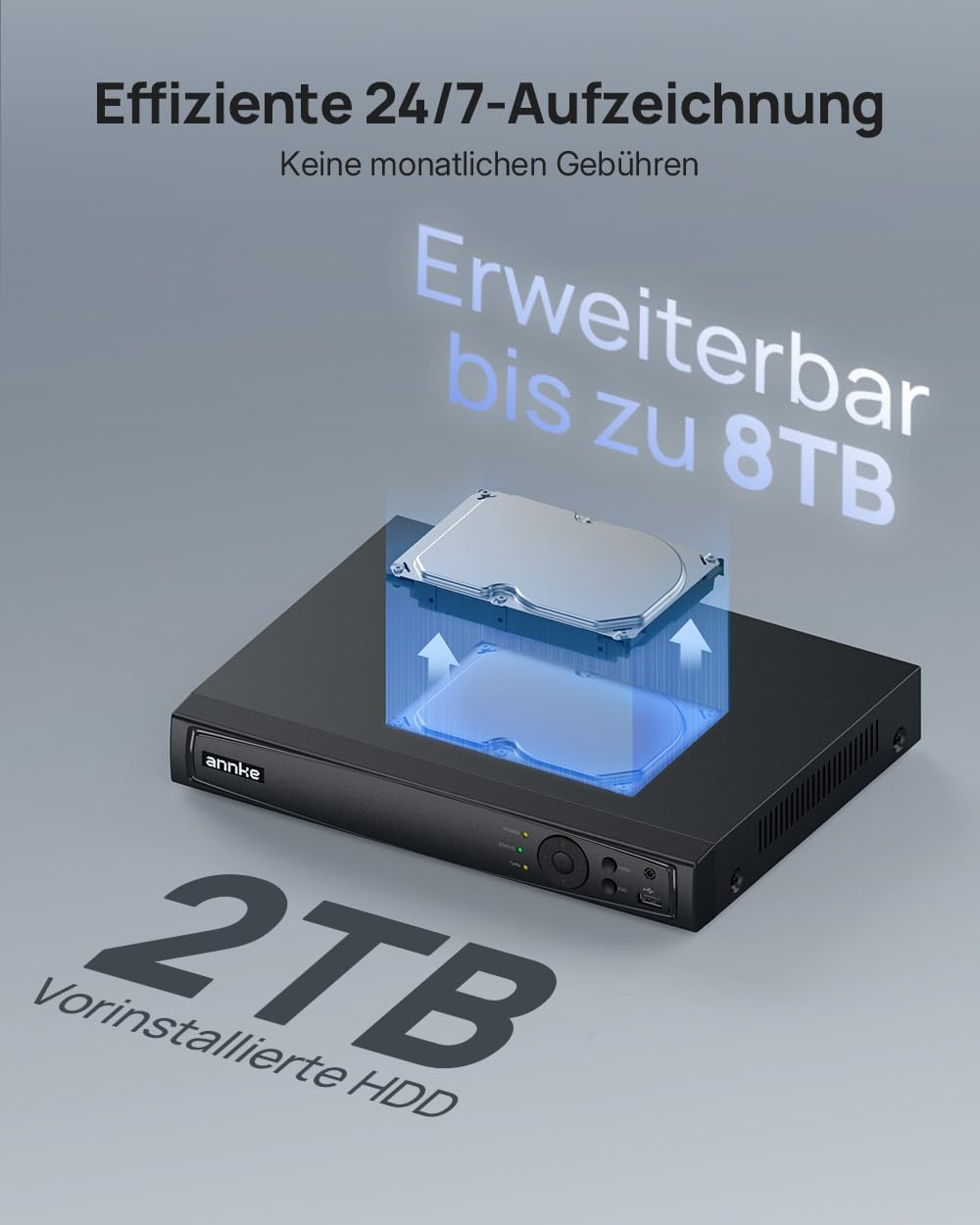 ANNKE 12MP PoE Überwachungskamera Set Aussen, 8CH H.265+ 12MP NVR mit 2TB Festplatte für 24/7 Videoüberwachung und 4X 12MP Dome IP Kamera, KI Personen und Fahrzeugerkennung, Spotlights, IP67