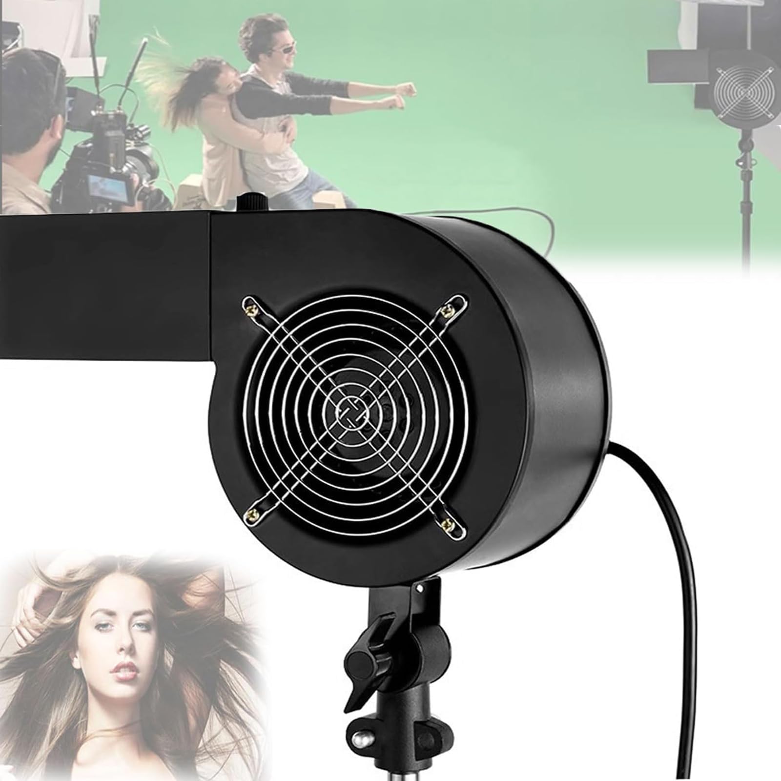 Lhqya Light Portable Photography Fan Blower, Stage Special Effect Blowing Machine, Infinite Wind Adjustment/ 180° Adjustable Angle/Max Speed ​​2600R, For Take Photos/Videos