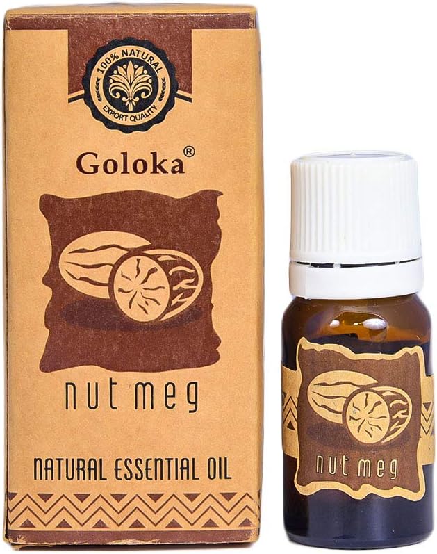 GOLOKA Natural Nutmeg Essential Oil Pack of 2 (10 ML Each Pack) | Aroma Oil for Home Fragrance | Best for Aromatherapy | Helps in meditation | Used in Diffusers, Candles, Air Fresheners